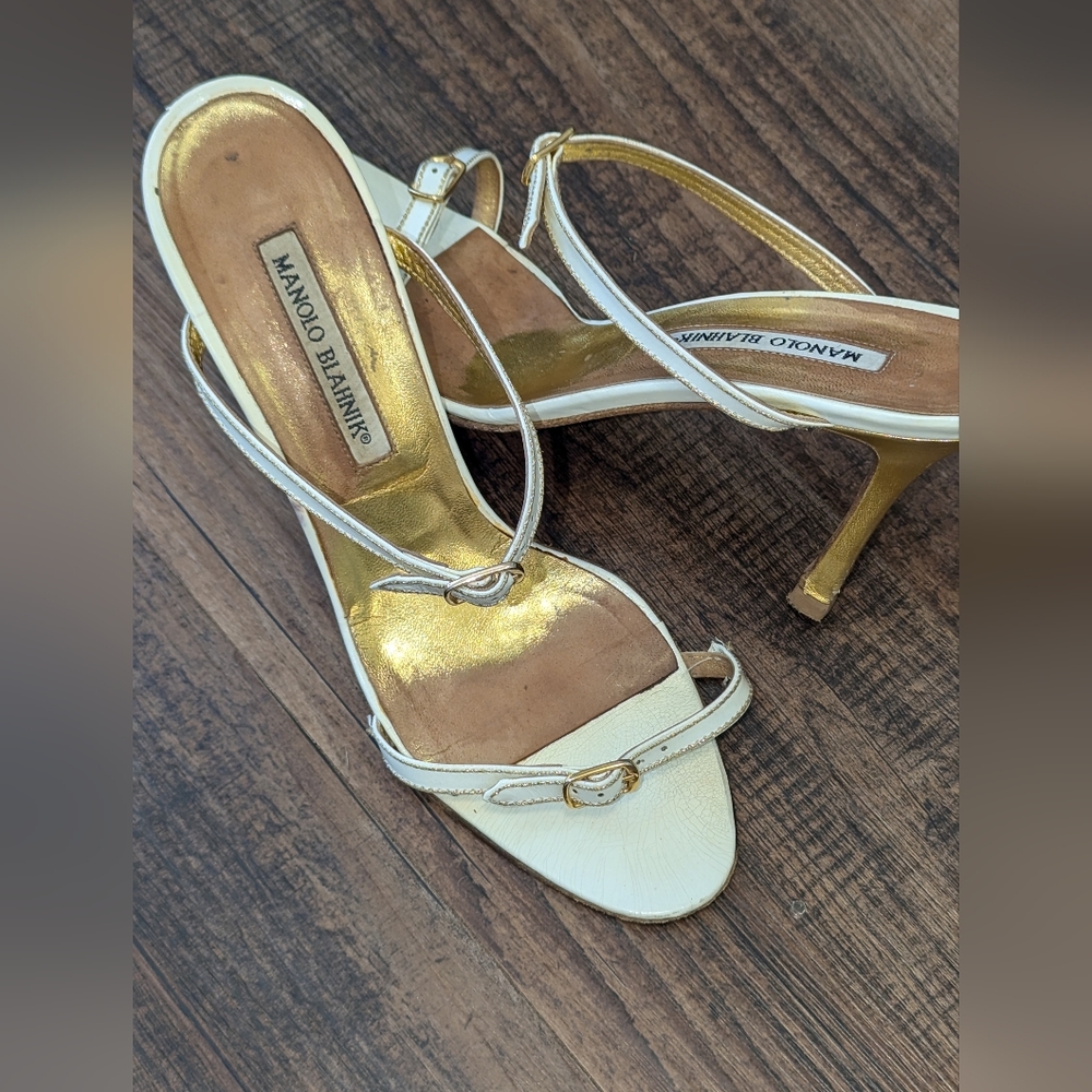 Manolo Blahnik White Strappy Sandals
